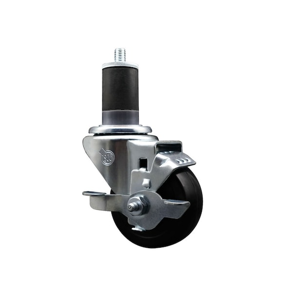 3'' SS Soft Rubber Swivel 1-5/8'' Expanding Stem Caster with Brake